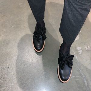 Removable Bowtie platform tie shoes